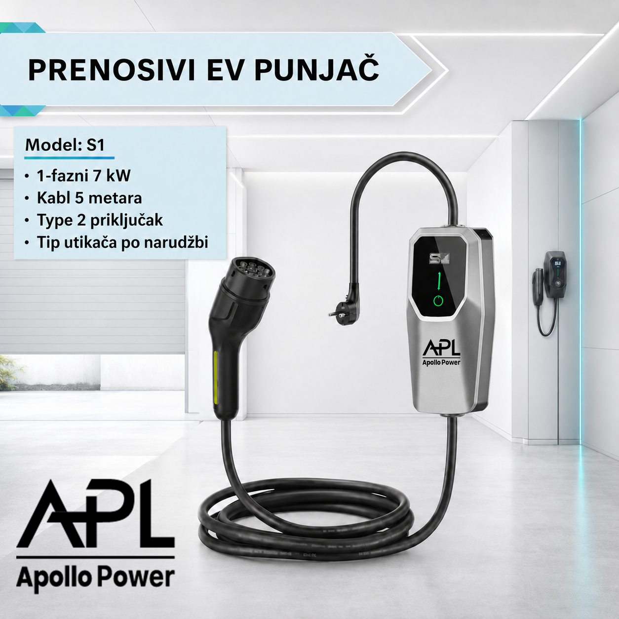 APL S1 prenosivi EV punjač 7kW